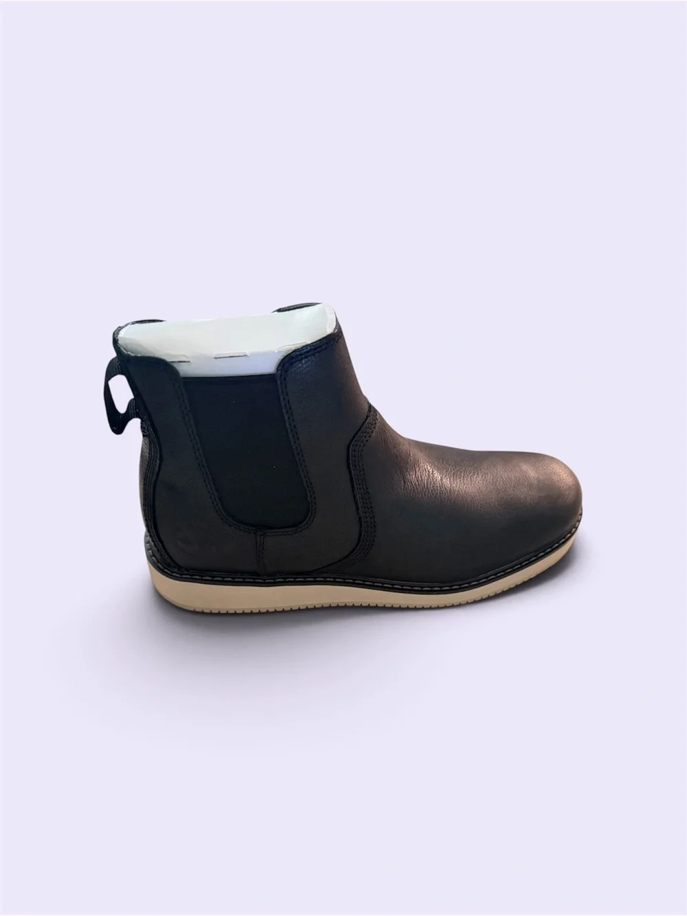 Timberland Black Leather Chukka Boot with Cream-Trim Sole